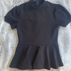 Black blouse with puffy sleeves